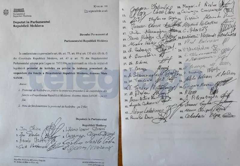 Молдова: оппозиция запустила процедуру импичмента Санду