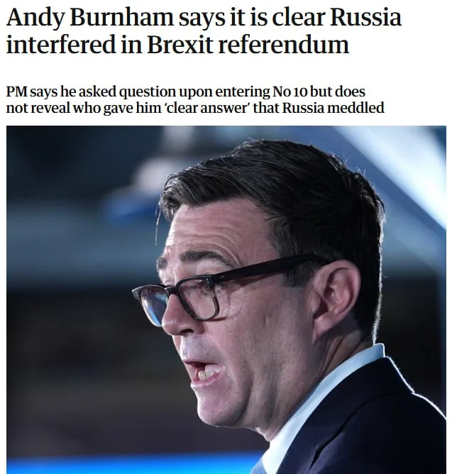 В Лондоне премьер Бернэм подтвердил вмешательство России в Brexit-референдум