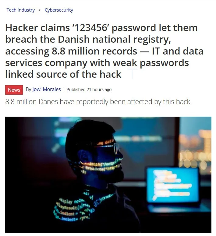 «123456» открыл хакерам данные 8,8 млн датчан