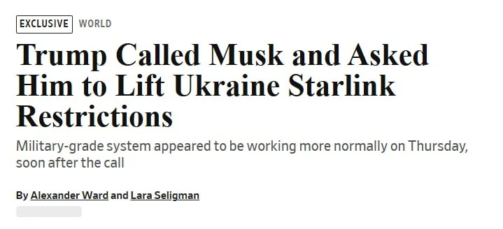 В США попросили Маска восстановить Starlink для Украины